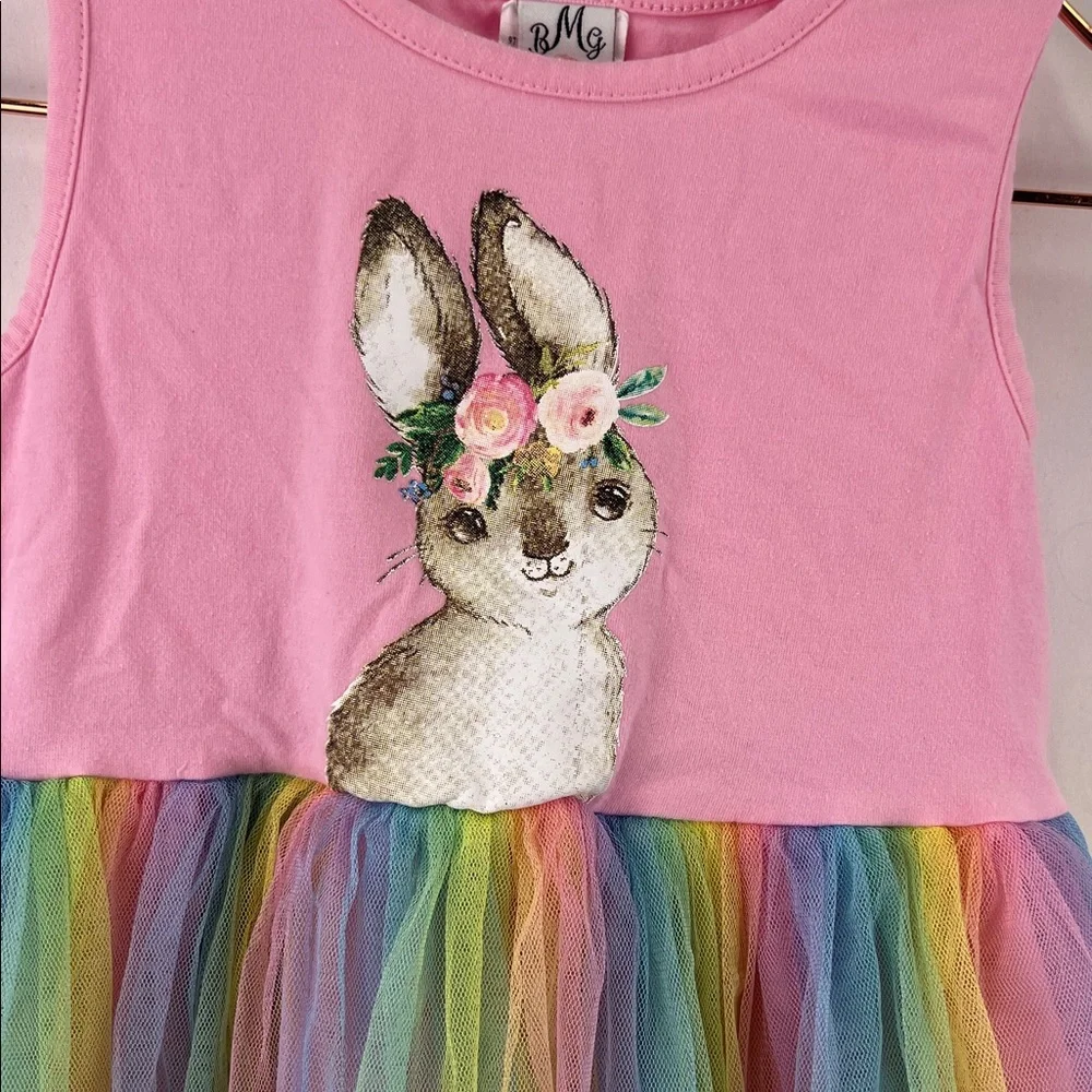 Girl’s Tutu Dress - 2 Pack - Pink Rainbow Bunny - Mint Green - Size 8